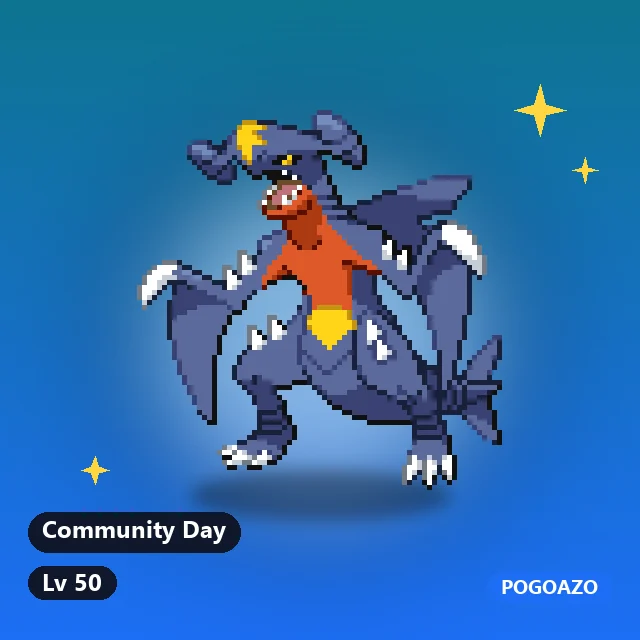Shiny Garchomp · Community Day background · Lv 50