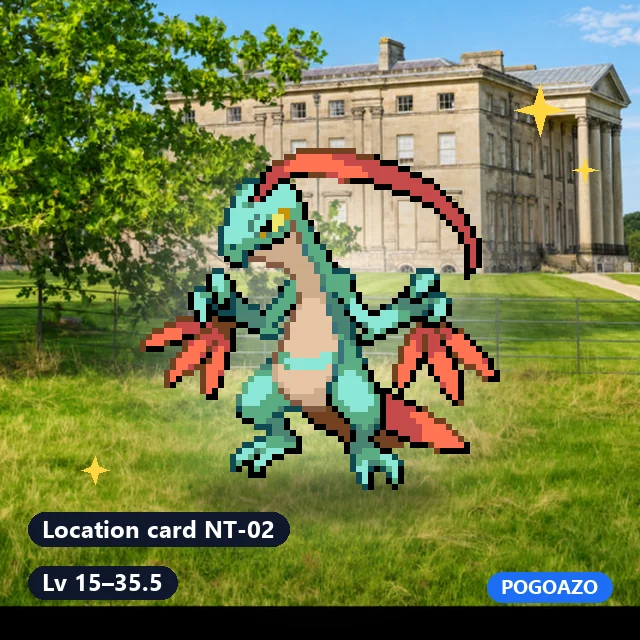 Shiny Grovyle · Location card NT-02 background