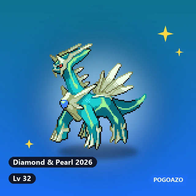 Shiny Dialga · Origin · Diamond & Pearl 2026 background