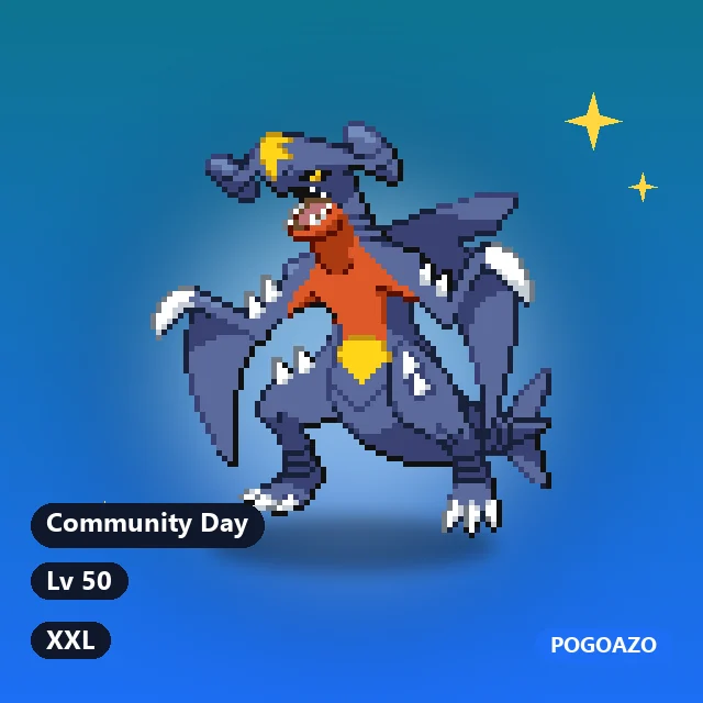 Shiny Garchomp · Community Day background · Lv 50 · XXL