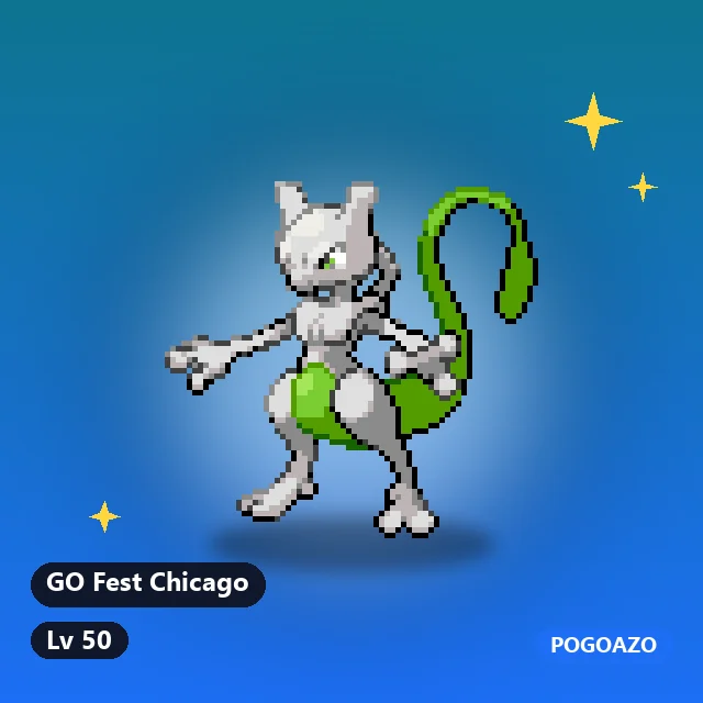 Shiny Mewtwo · GO Fest Chicago background · Lv 50