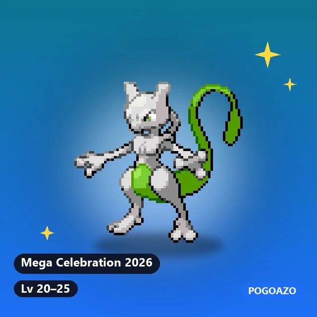 Shiny Mewtwo · Mega Celebration 2026 background