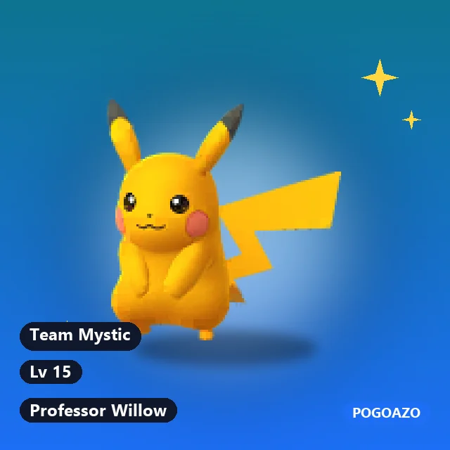 Shiny Pikachu · Professor Willow · Professor Willow · Team Mystic background