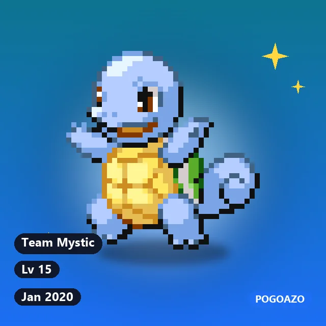 Shiny Squirtle · Jan 2020 · Team Mystic background