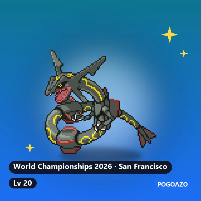 Shiny Rayquaza · World Championships 2026 · San Francisco background