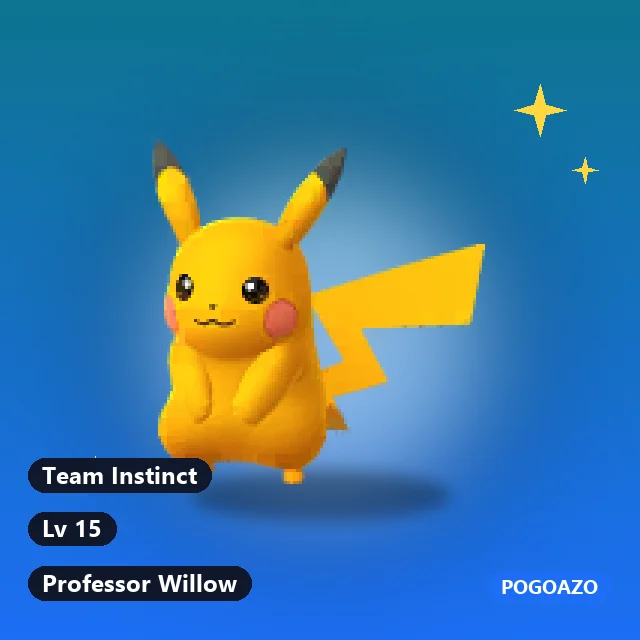Shiny Pikachu · Professor Willow · Professor Willow · Team Instinct background