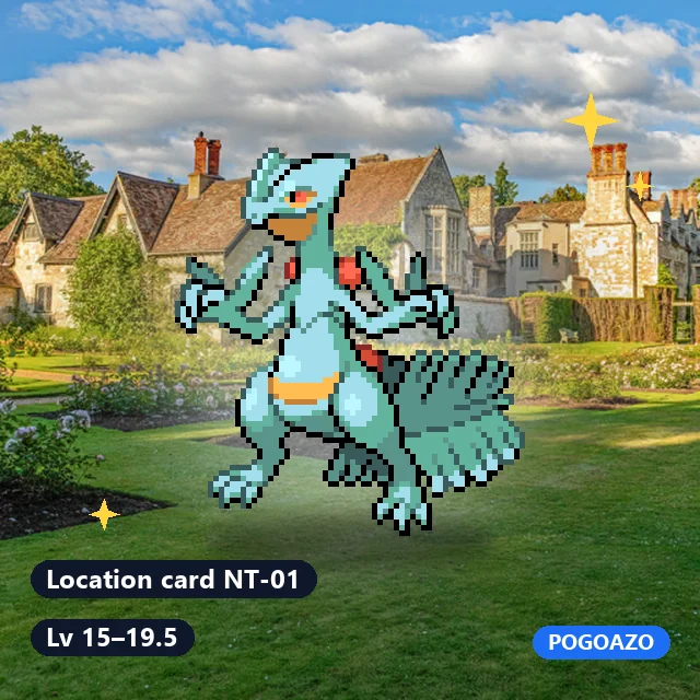 Shiny Sceptile · Location card NT-01 background