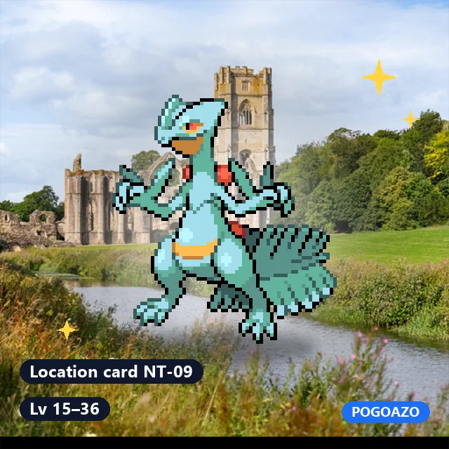 Shiny Sceptile · Location card NT-09 background