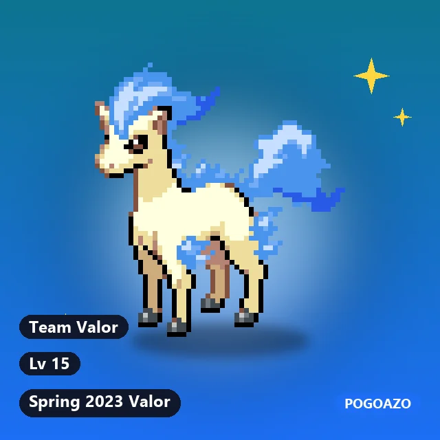 Shiny Ponyta · Spring 2023 Valor · Team Valor background