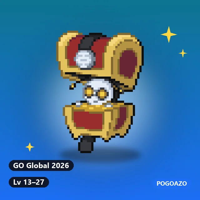 Shiny Gimmighoul · Coin A2 2026 · GO Global 2026 background