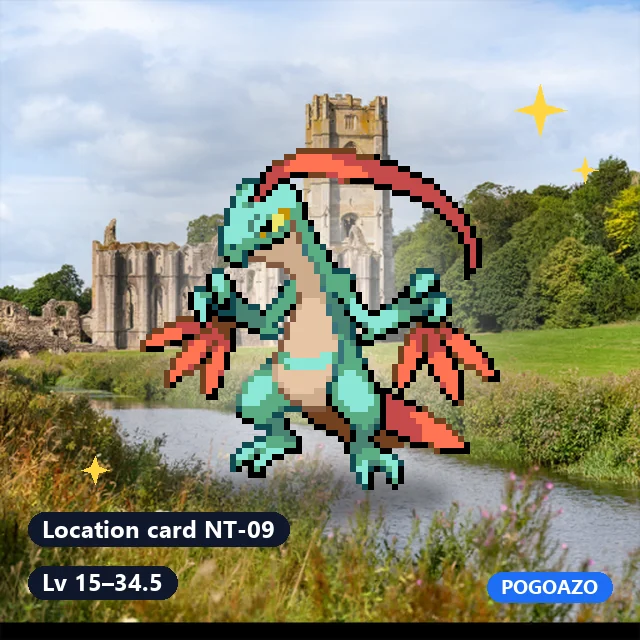 Shiny Grovyle · Location card NT-09 background
