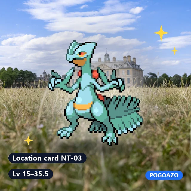 Shiny Sceptile · Location card NT-03 background
