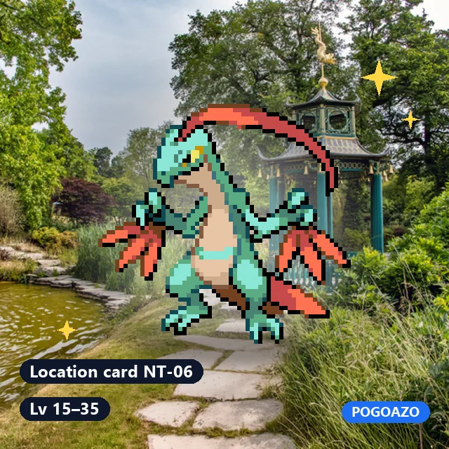 Shiny Grovyle · Nền Location card NT-06