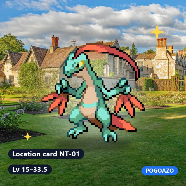 Shiny Grovyle · Location card NT-01 background