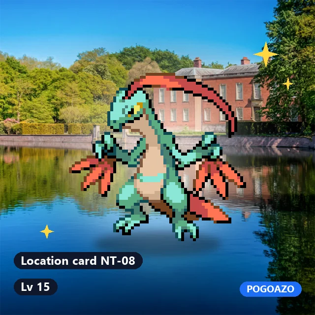 Shiny Grovyle · Location card NT-08 background