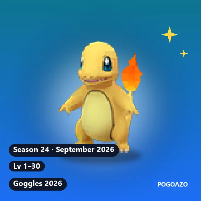Shiny Charmander · Goggles 2026 · Goggles 2026 · Season 24 · September 2026 background