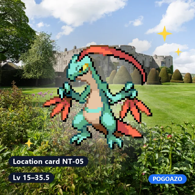 Shiny Grovyle · Location card NT-05 background