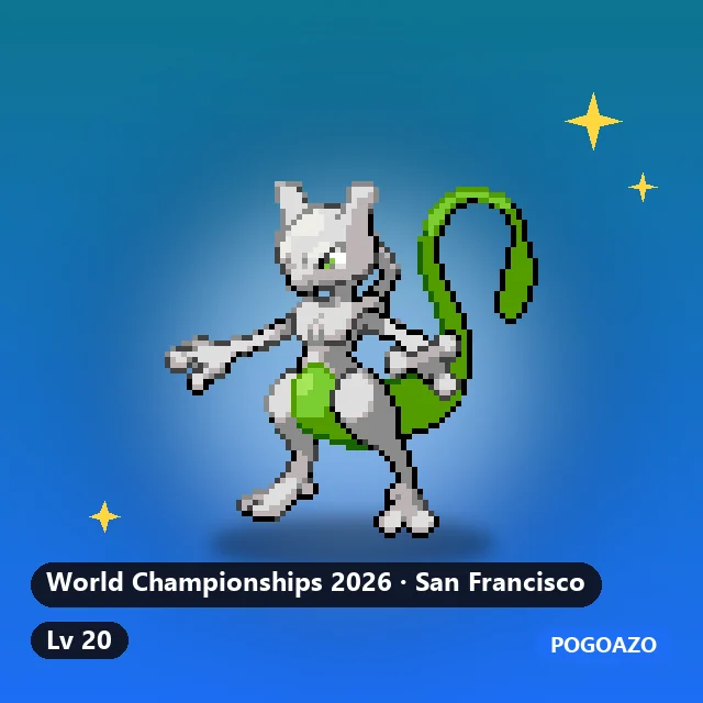 Shiny Mewtwo · World Championships 2026 · San Francisco background