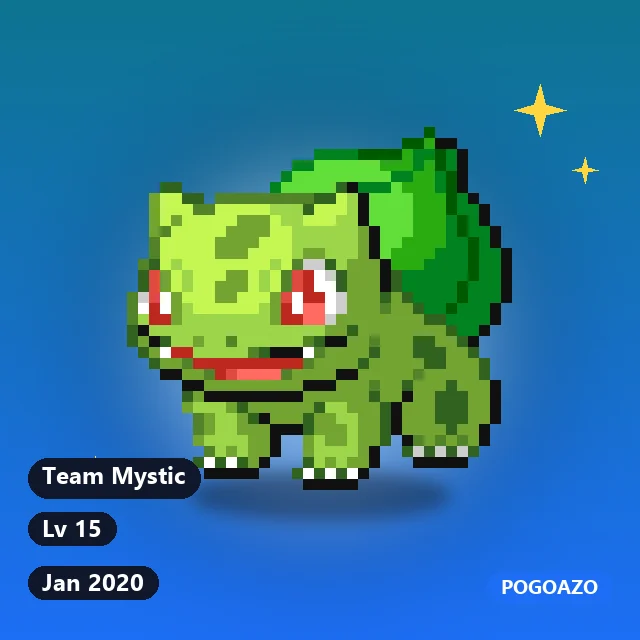 Shiny Bulbasaur · Jan 2020 · Team Mystic background