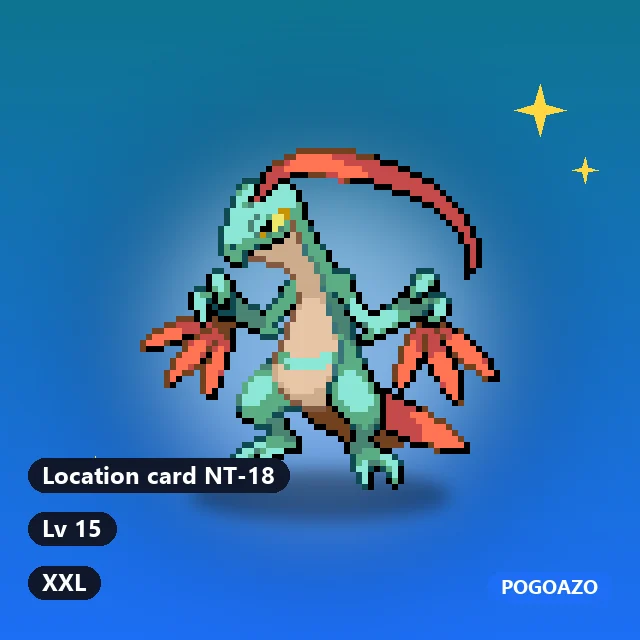 Shiny Grovyle · Location card NT-18 background · XXL