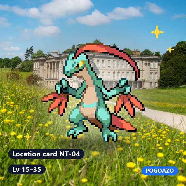 Shiny Grovyle · Location card NT-04 background