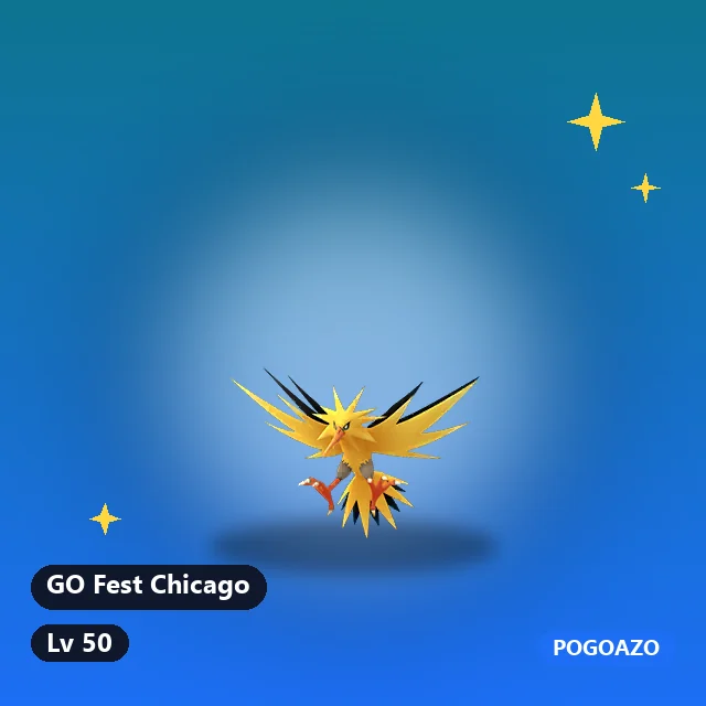 Shiny Zapdos · GO Fest Chicago background · Lv 50